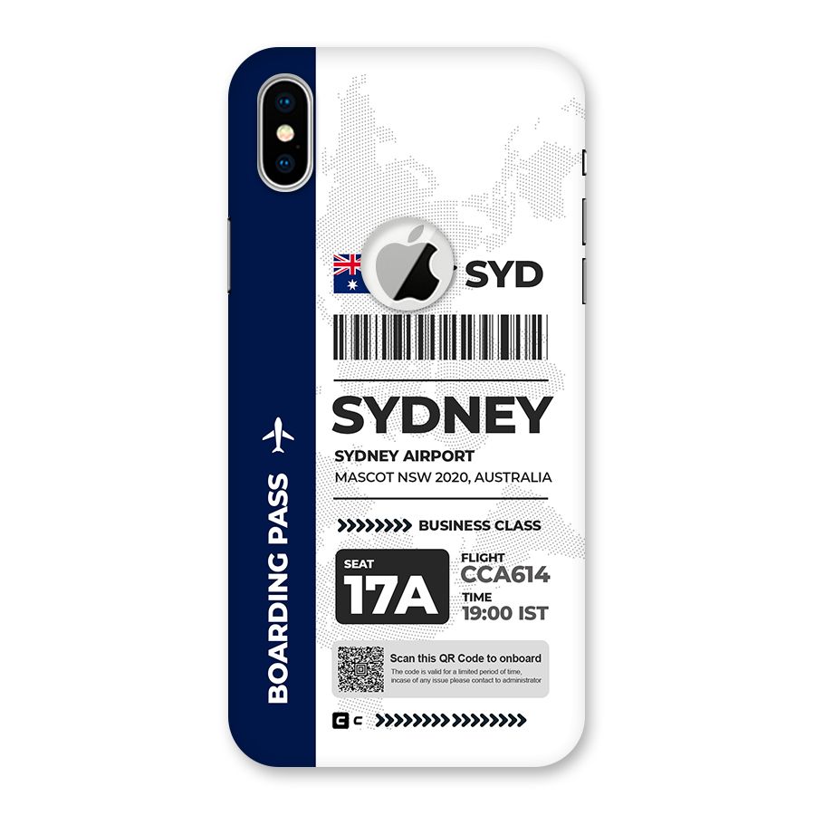 International Boarding Pass Sydney Back Case for iPhone X Logo Cut