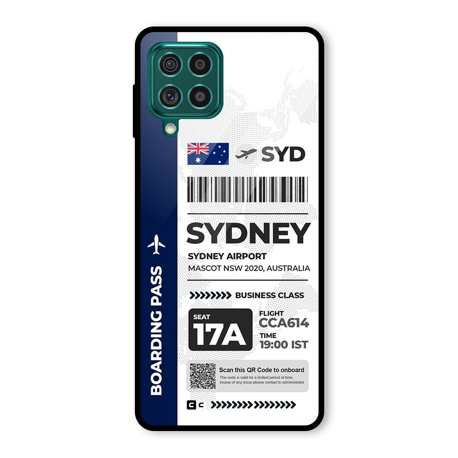 International Boarding Pass Sydney Glass Back Case for Galaxy F62