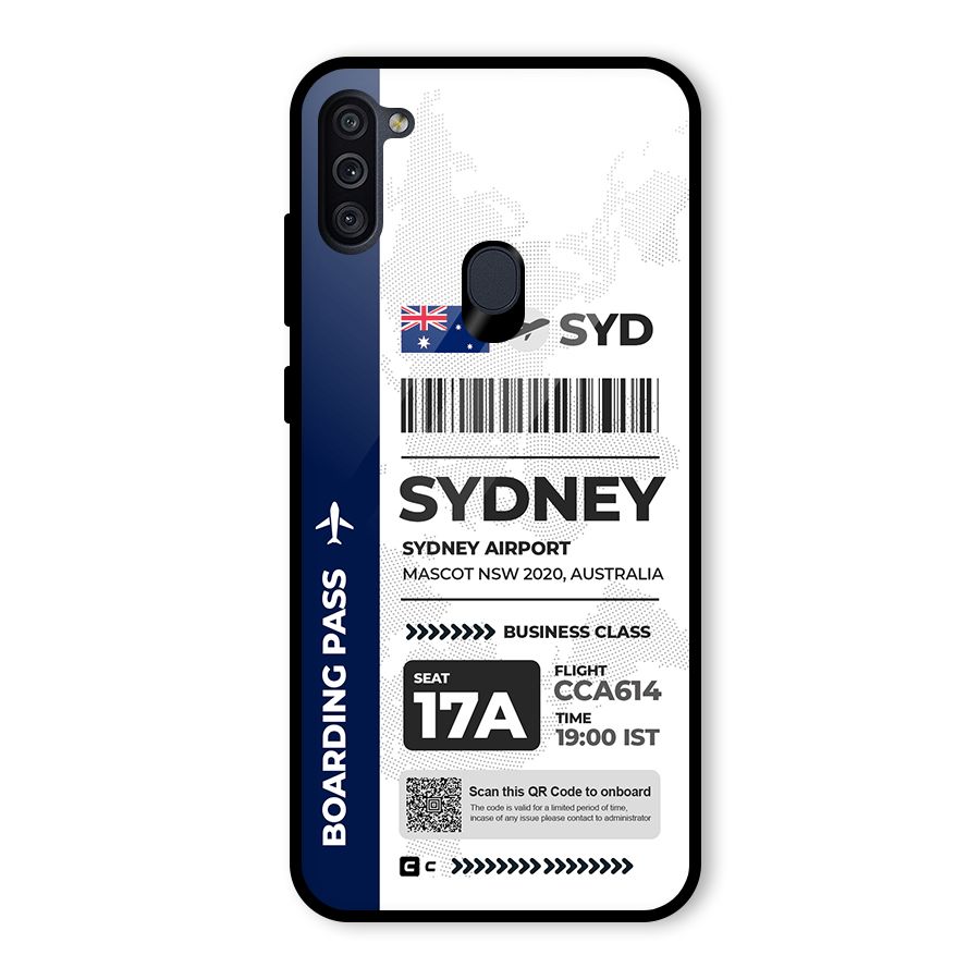 International Boarding Pass Sydney Glass Back Case for Galaxy M11