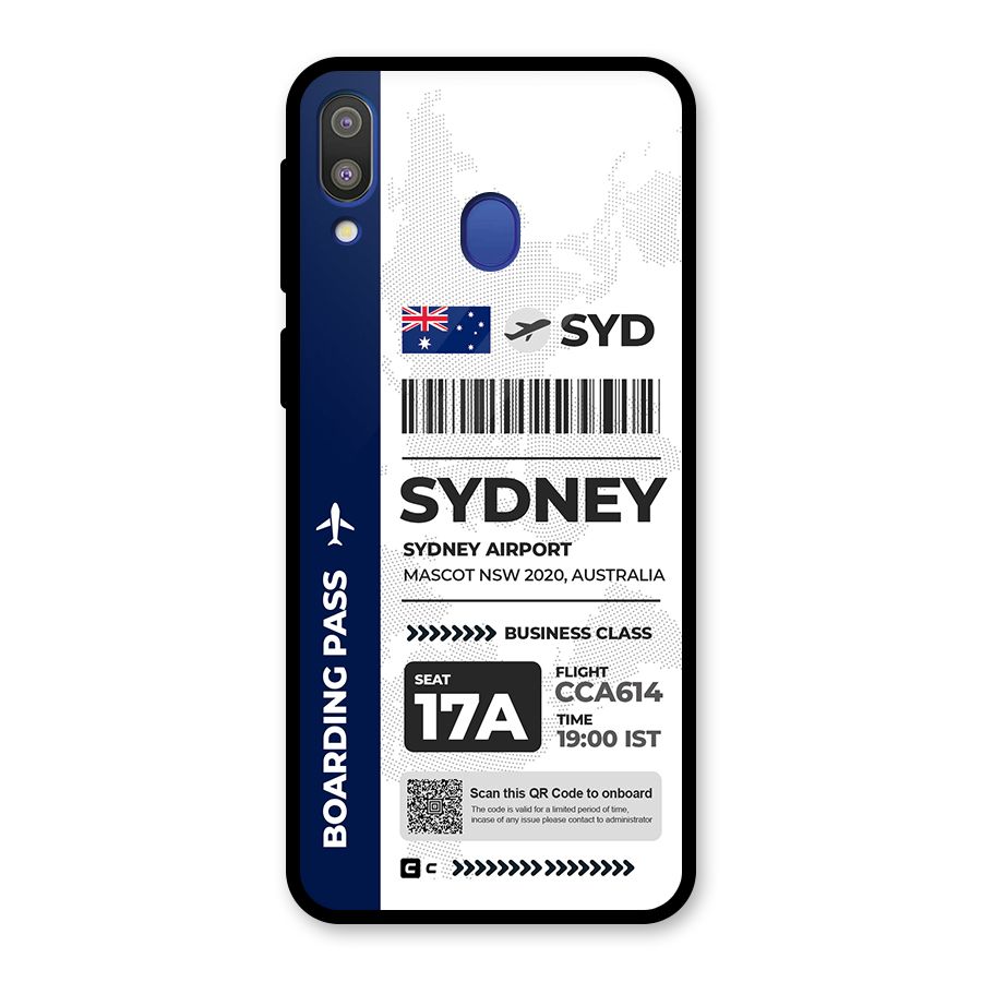 International Boarding Pass Sydney Glass Back Case for Galaxy M20