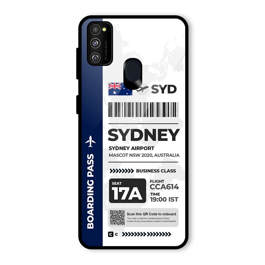 International Boarding Pass Sydney Glass Back Case for Galaxy M30s