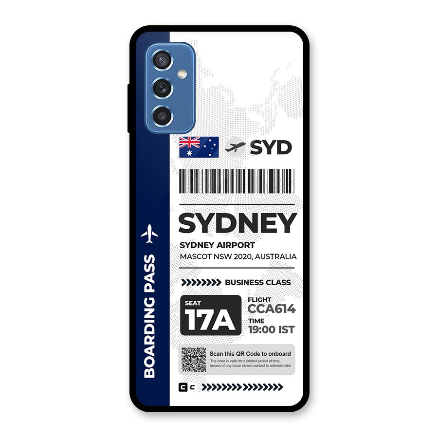 International Boarding Pass Sydney Glass Back Case for Galaxy M52 5G