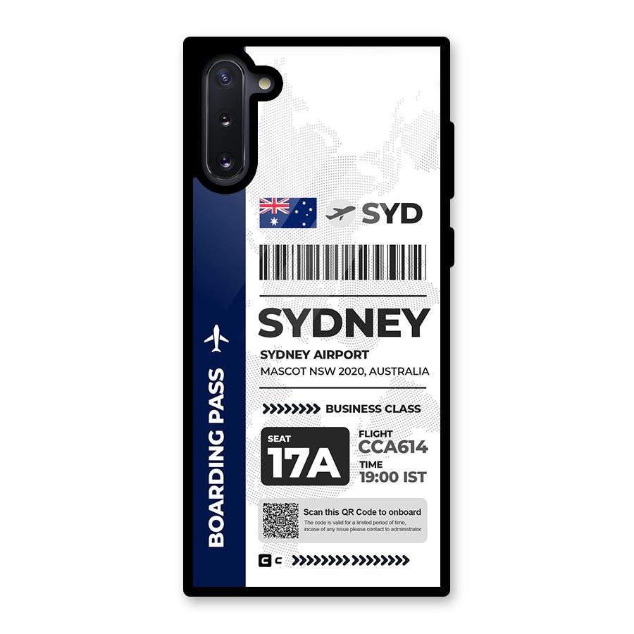 International Boarding Pass Sydney Glass Back Case for Galaxy Note 10