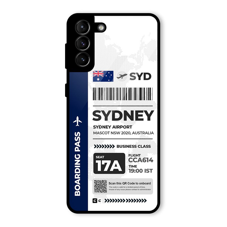 International Boarding Pass Sydney Glass Back Case for Galaxy S21 Plus