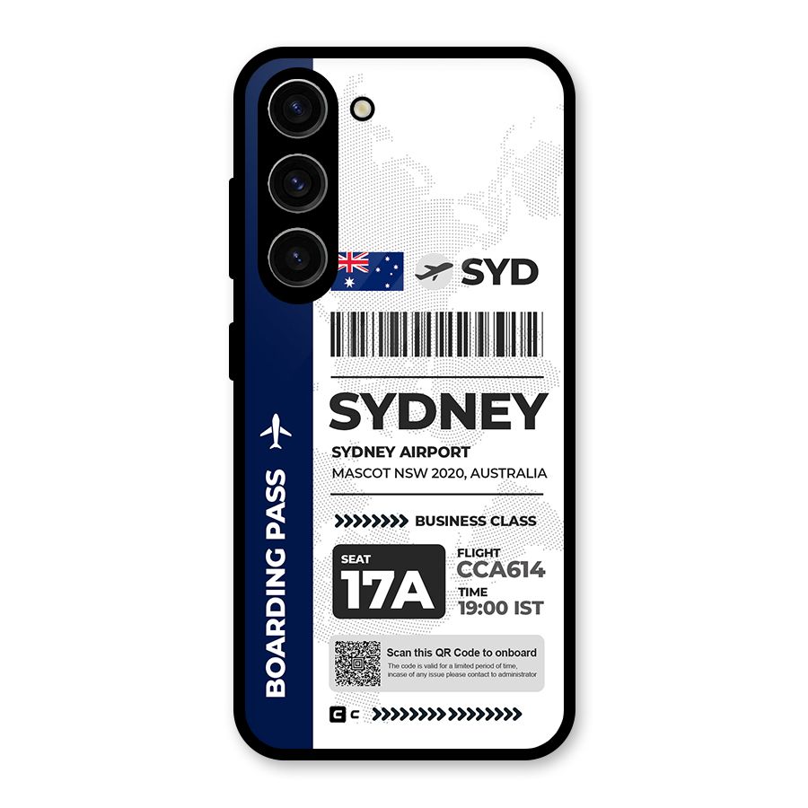 International Boarding Pass Sydney Glass Back Case for Galaxy S23