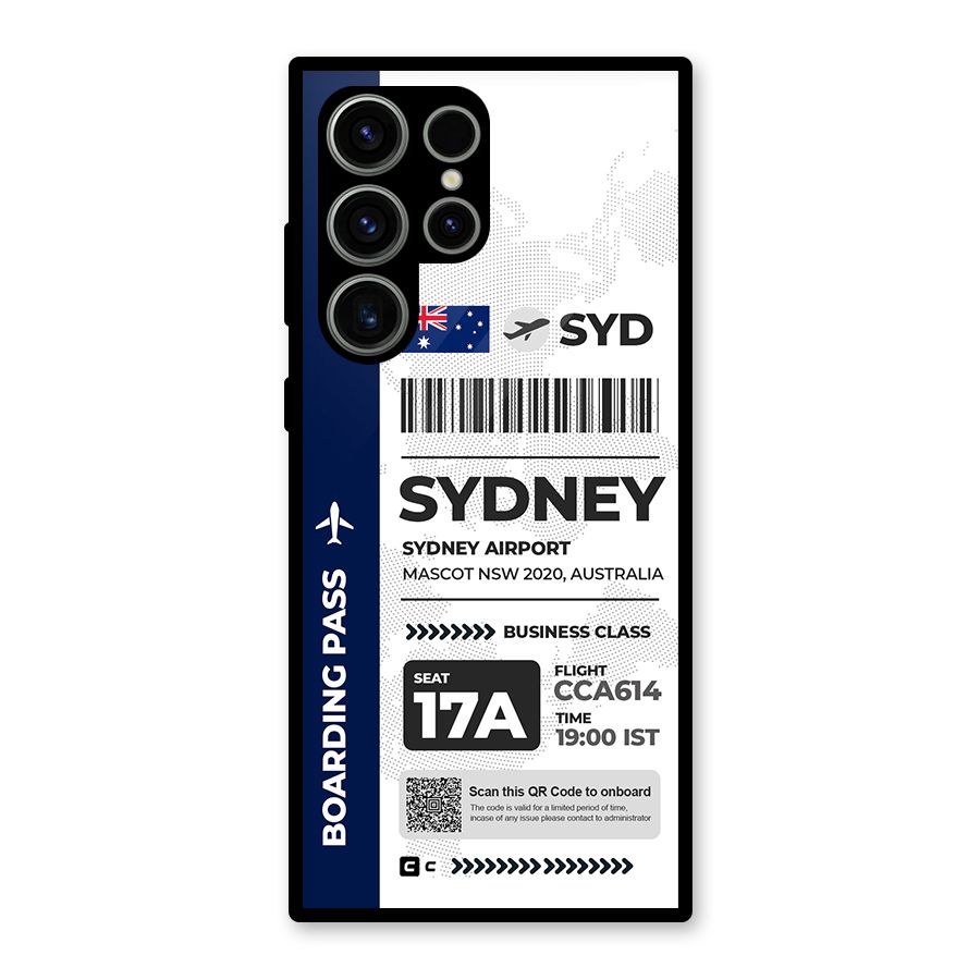International Boarding Pass Sydney Glass Back Case for Galaxy S23 Ultra