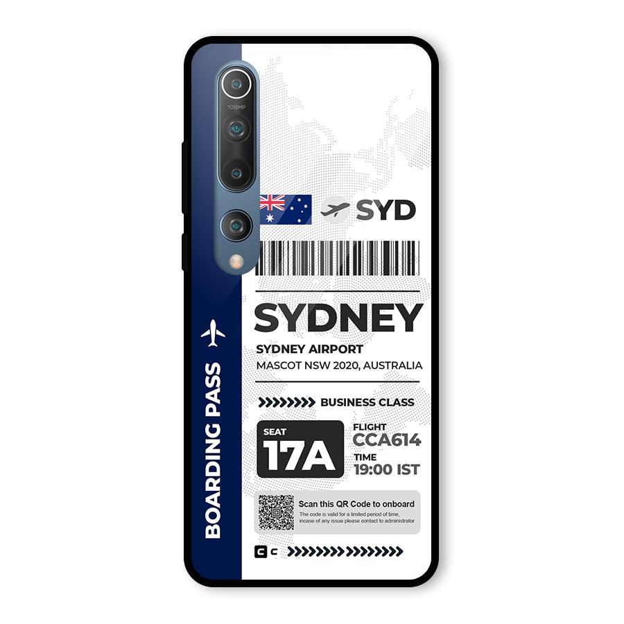 International Boarding Pass Sydney Glass Back Case for Mi 10