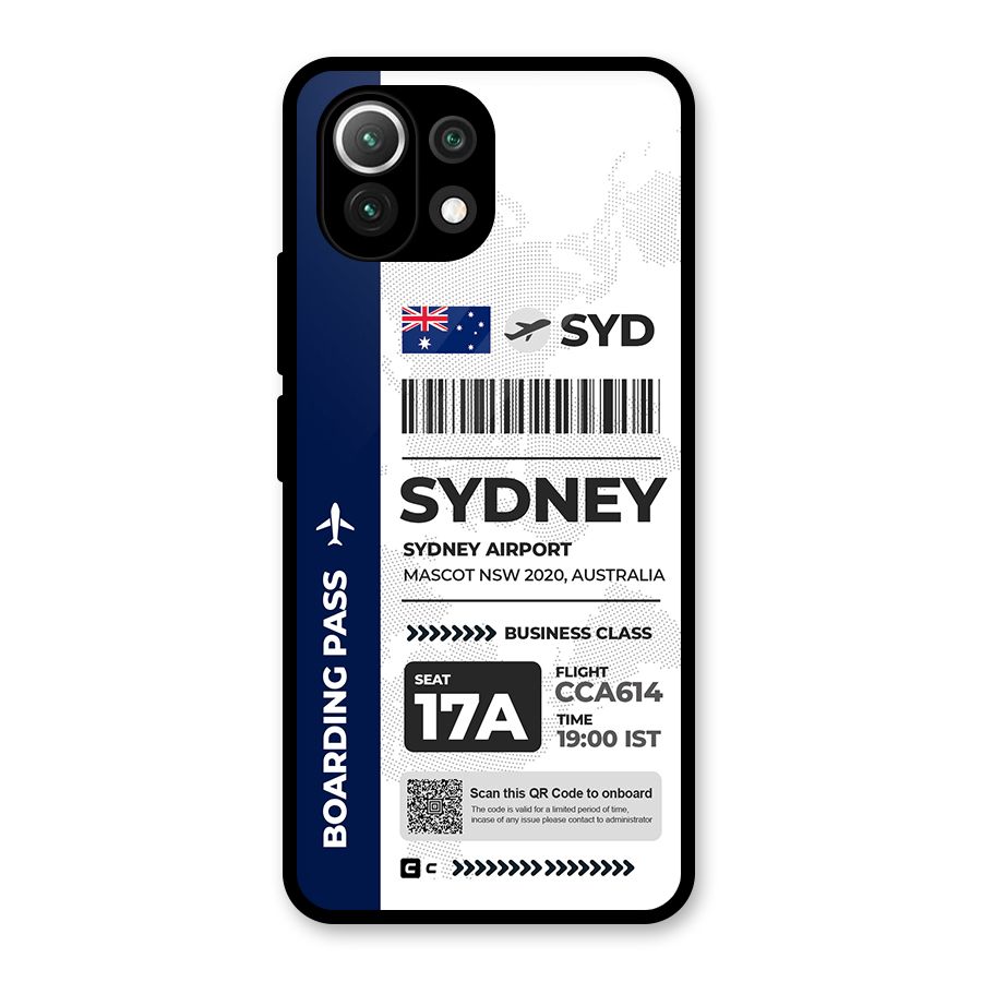 International Boarding Pass Sydney Glass Back Case for Mi 11 Lite