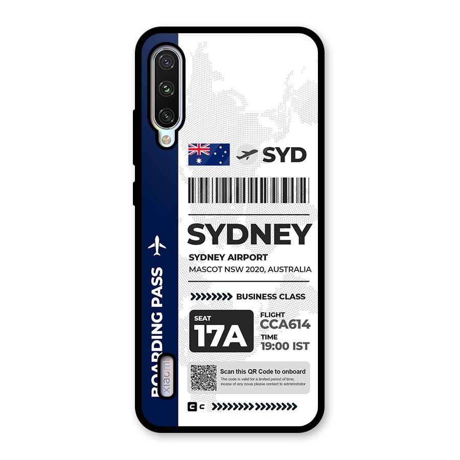 International Boarding Pass Sydney Glass Back Case for Mi A3