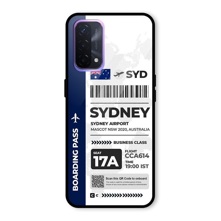 International Boarding Pass Sydney Glass Back Case for Oppo A74 5G