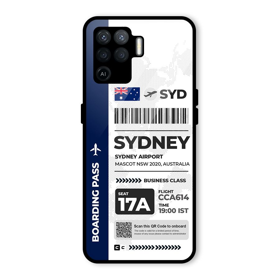 International Boarding Pass Sydney Glass Back Case for Oppo F19 Pro