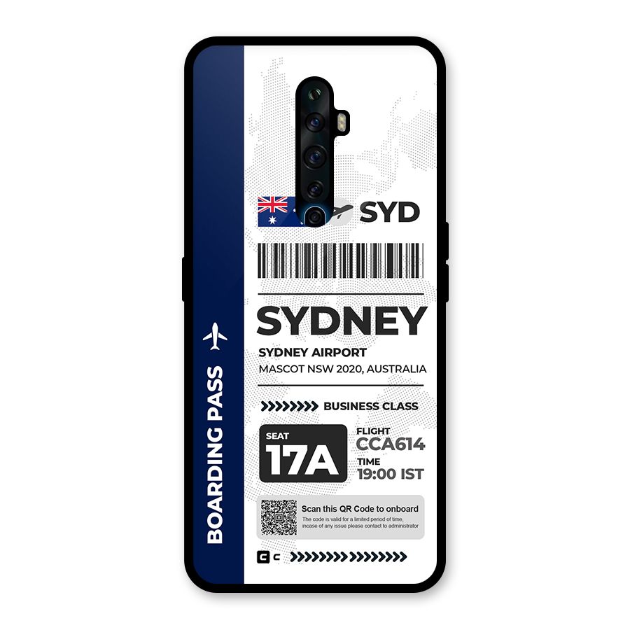 International Boarding Pass Sydney Glass Back Case for Oppo Reno2 Z