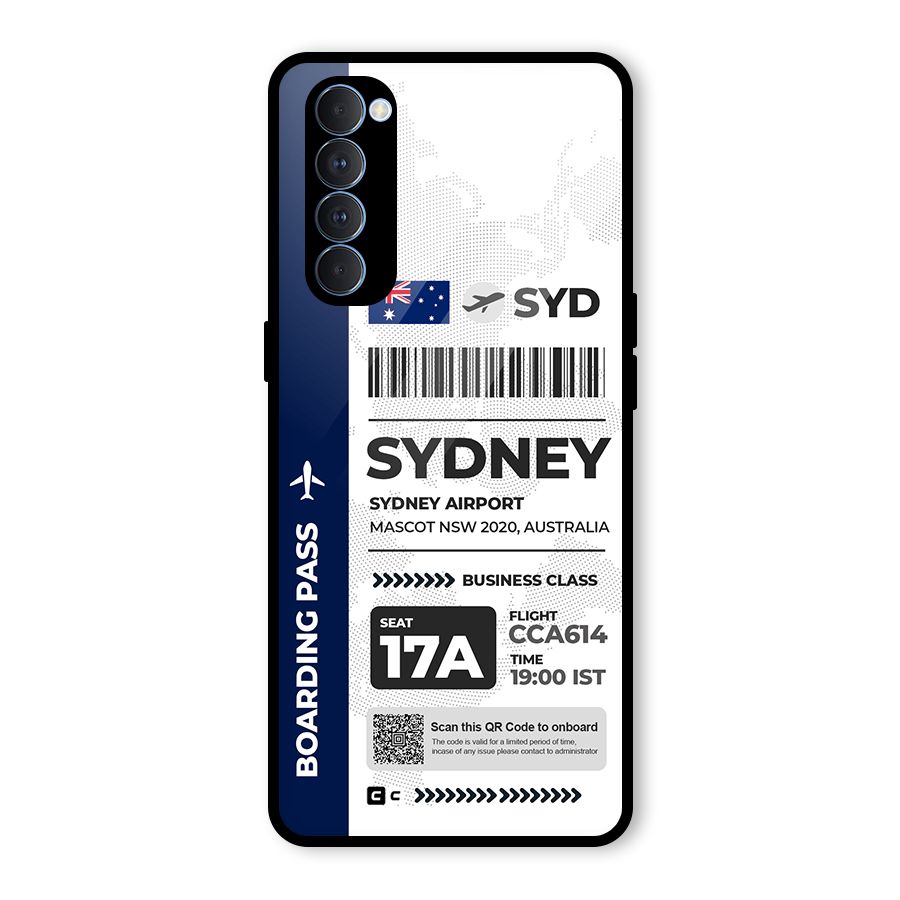 International Boarding Pass Sydney Glass Back Case for Oppo Reno4 Pro