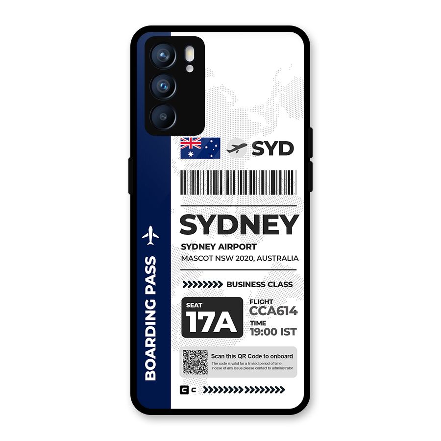 International Boarding Pass Sydney Glass Back Case for Oppo Reno6 5G