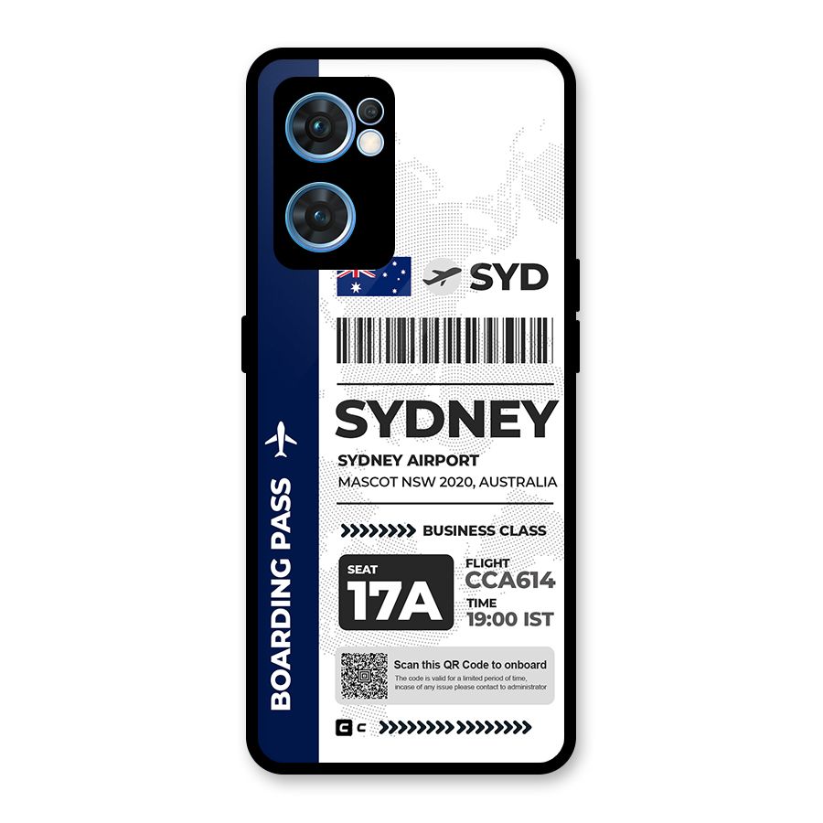 International Boarding Pass Sydney Glass Back Case for Oppo Reno7 5G