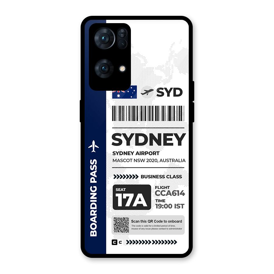 International Boarding Pass Sydney Glass Back Case for Oppo Reno7 Pro 5G