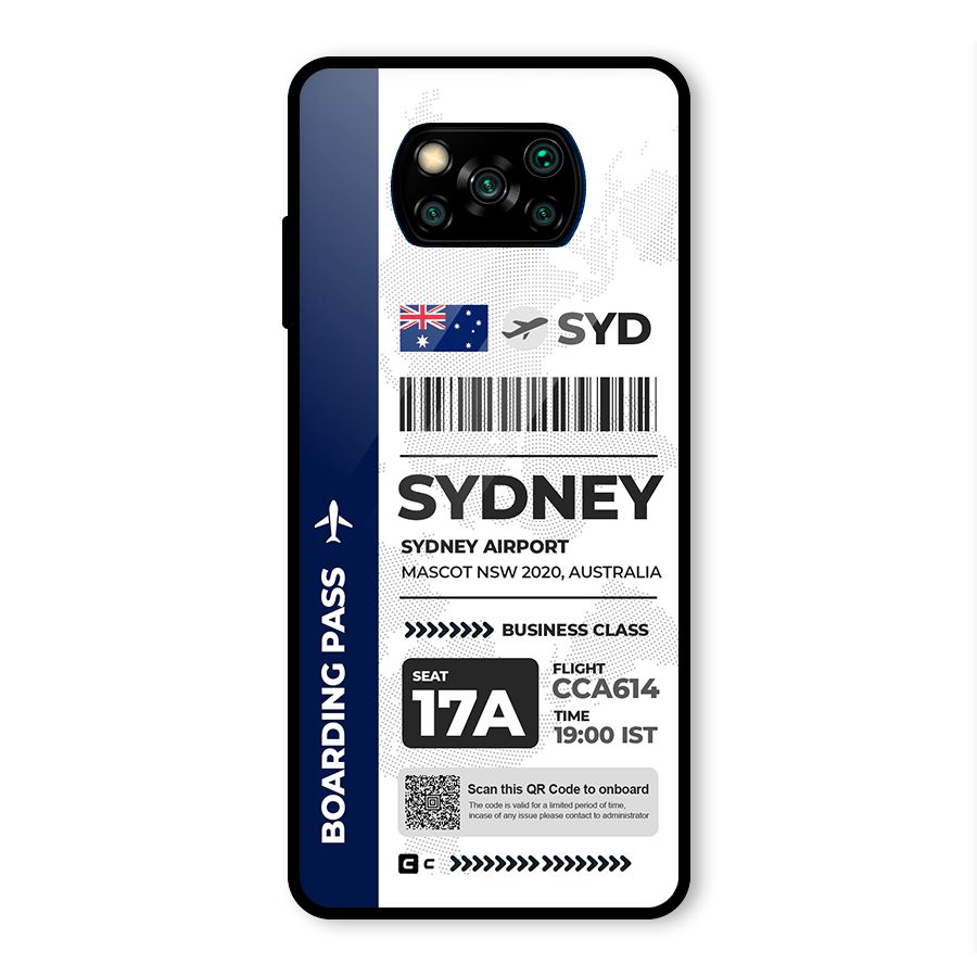 International Boarding Pass Sydney Glass Back Case for Poco X3 Pro
