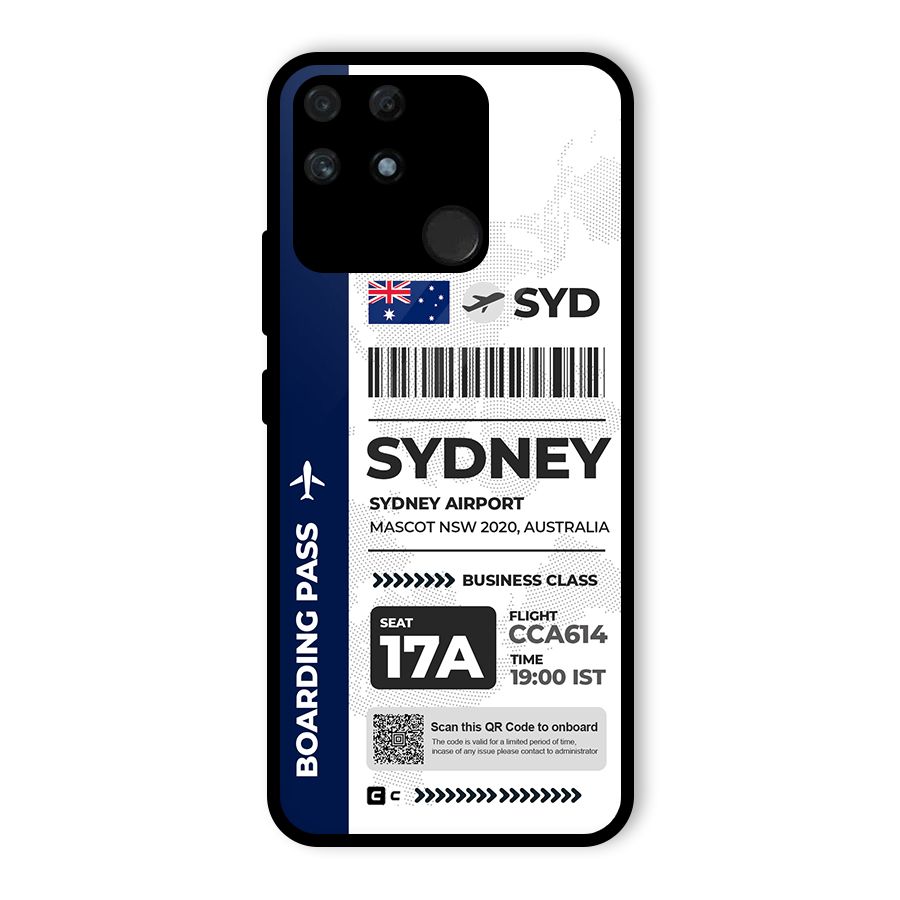 International Boarding Pass Sydney Glass Back Case for Realme Narzo 50A