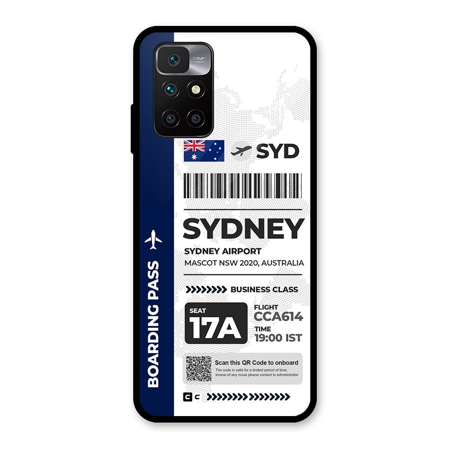 International Boarding Pass Sydney Glass Back Case for Redmi 10 Prime