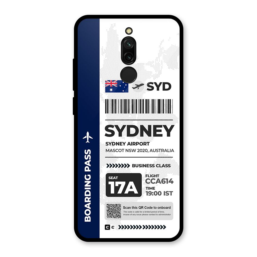 International Boarding Pass Sydney Glass Back Case for Redmi 8