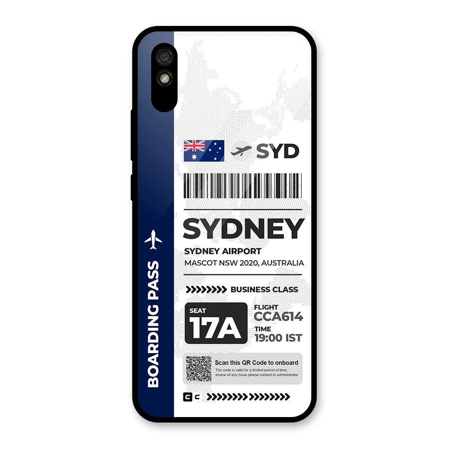 International Boarding Pass Sydney Glass Back Case for Redmi 9A