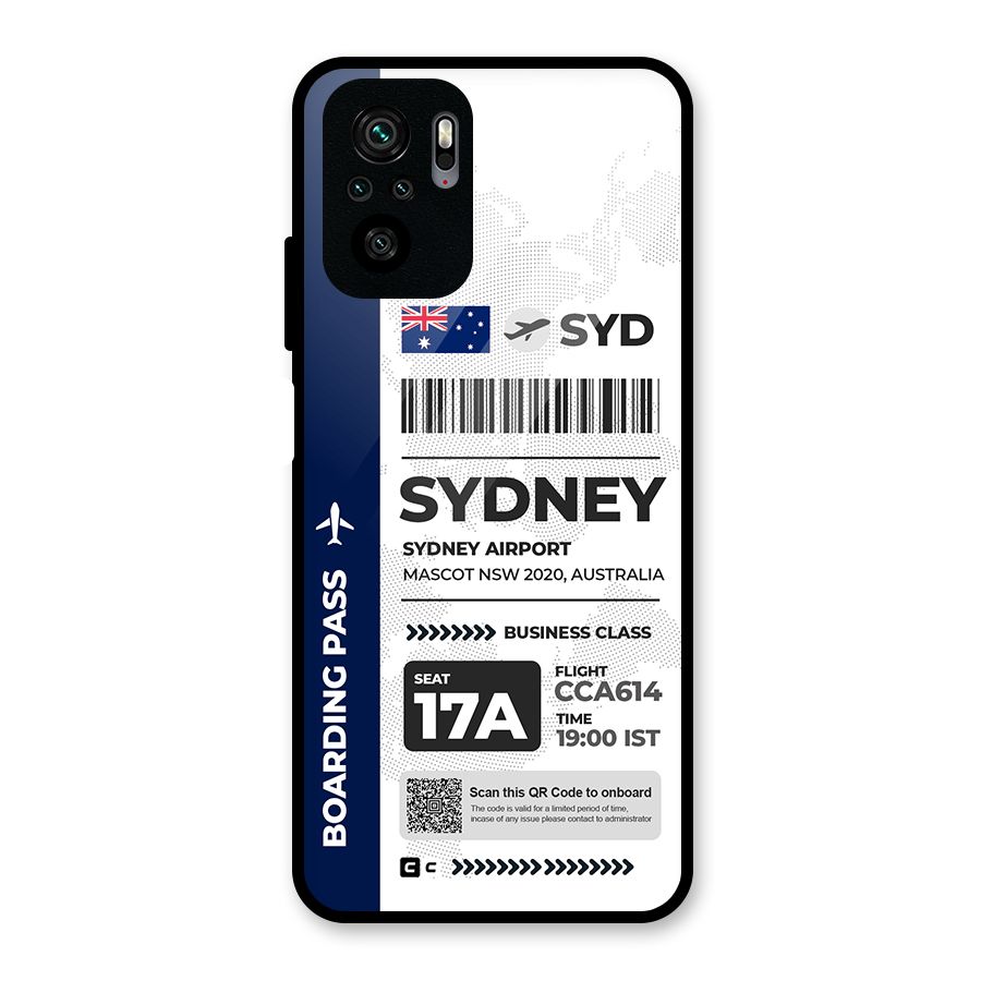 International Boarding Pass Sydney Glass Back Case for Redmi Note 10S