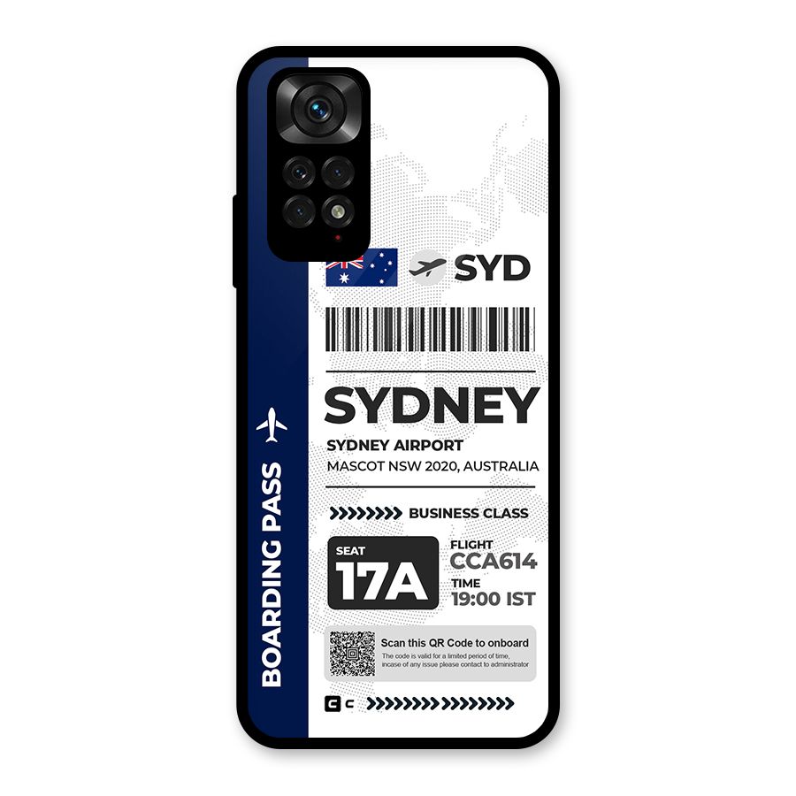 International Boarding Pass Sydney Glass Back Case for Redmi Note 11S
