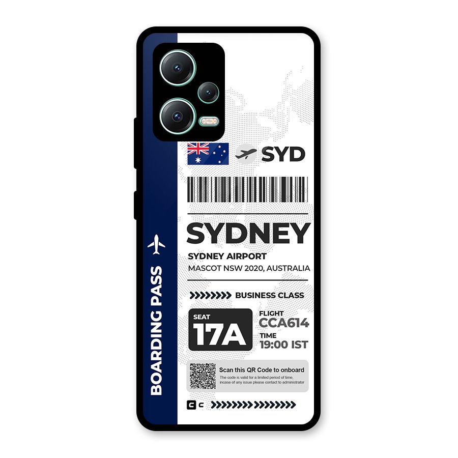 International Boarding Pass Sydney Glass Back Case for Redmi Note 12 5G