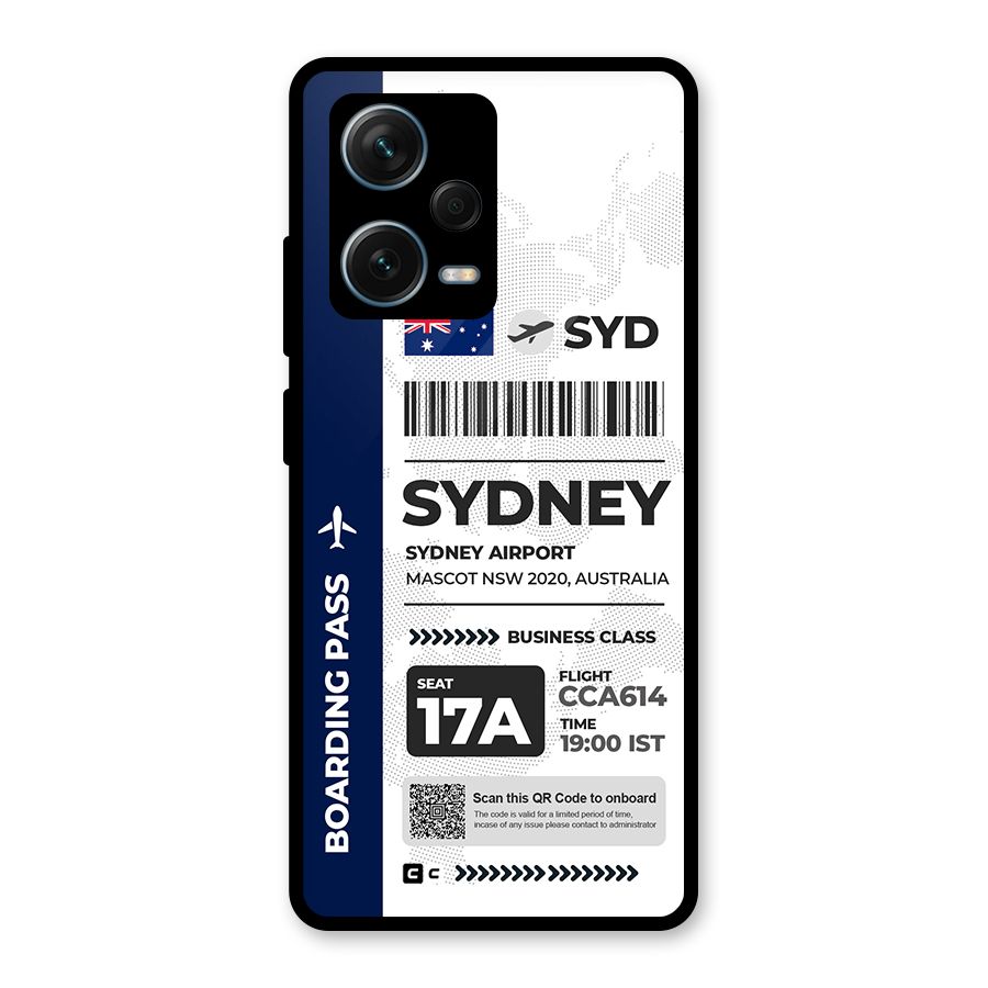 International Boarding Pass Sydney Glass Back Case for Redmi Note 12 Pro Plus 5G
