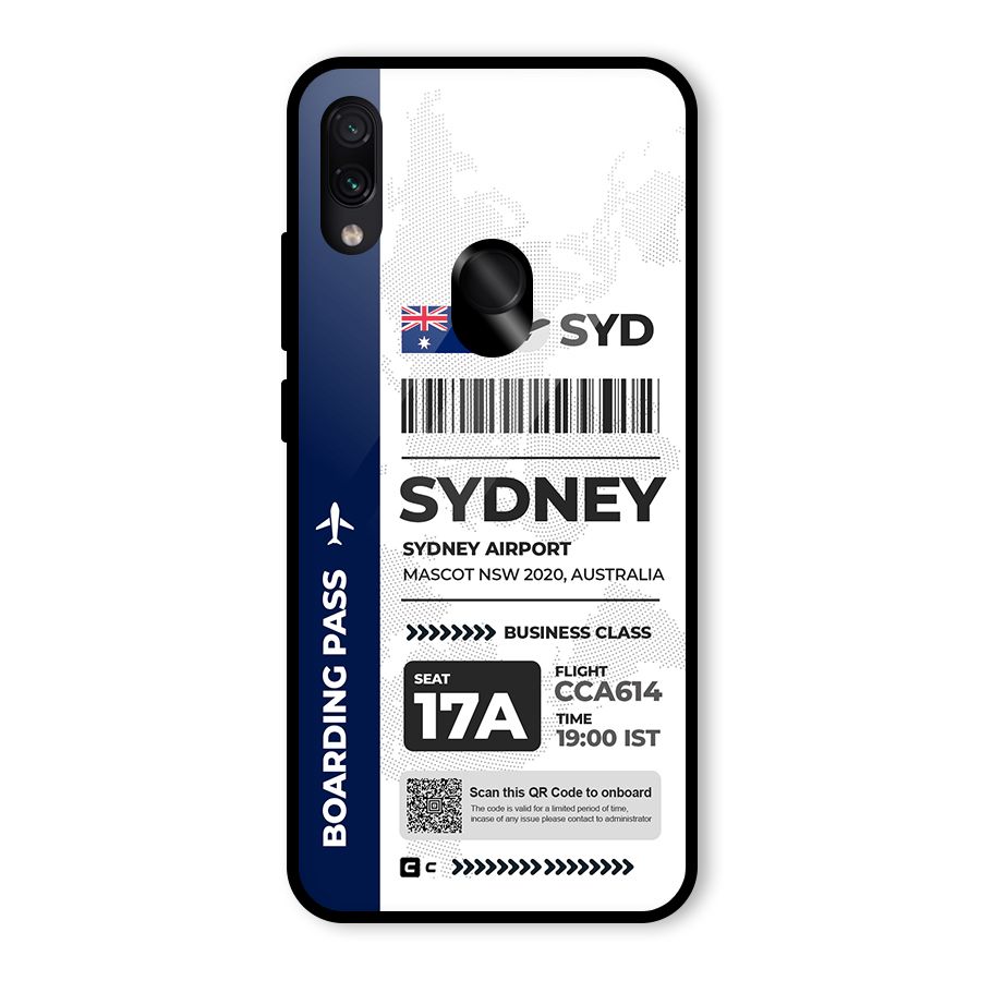 International Boarding Pass Sydney Glass Back Case for Redmi Note 7S