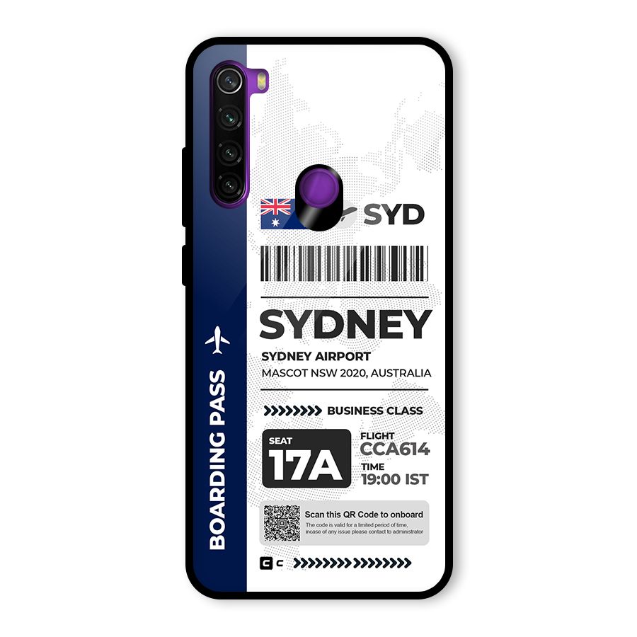 International Boarding Pass Sydney Glass Back Case for Redmi Note 8