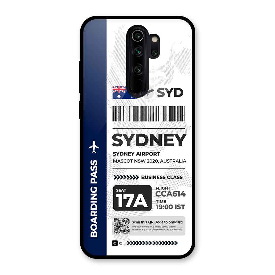 International Boarding Pass Sydney Glass Back Case for Redmi Note 8 Pro