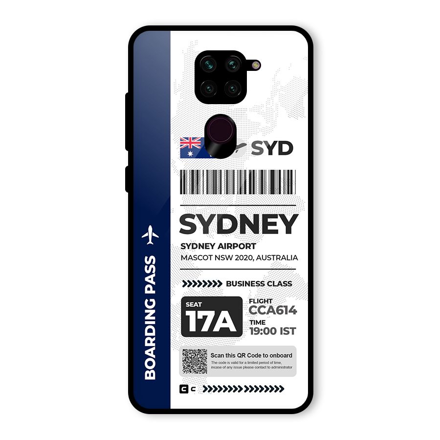 International Boarding Pass Sydney Glass Back Case for Redmi Note 9