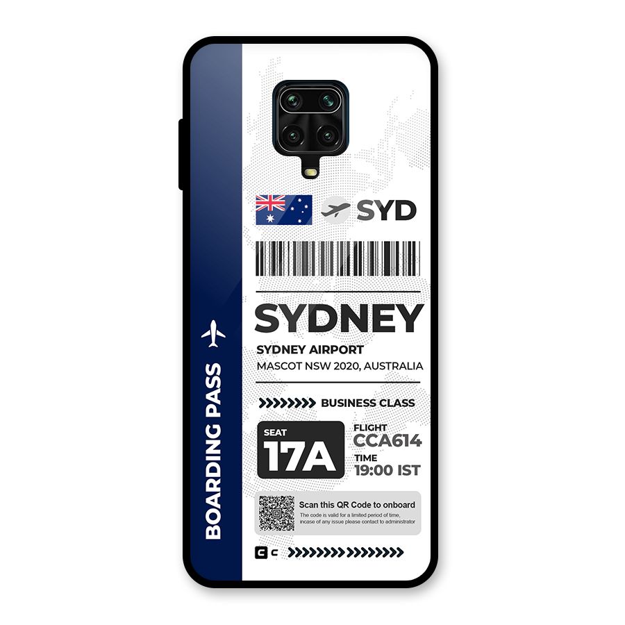International Boarding Pass Sydney Glass Back Case for Redmi Note 9 Pro Max