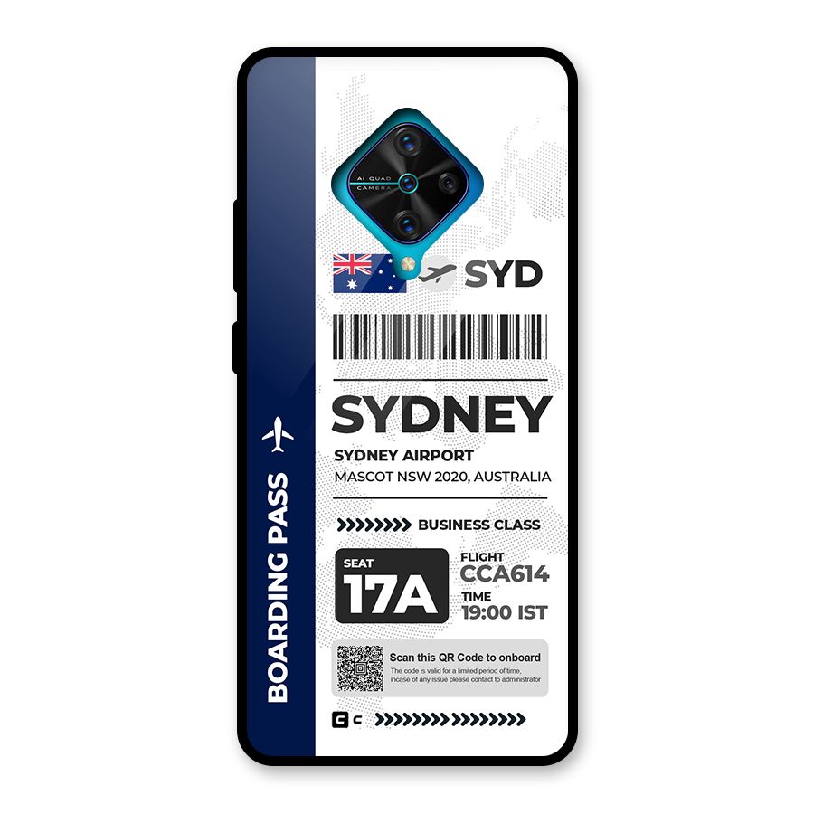 International Boarding Pass Sydney Glass Back Case for Vivo S1 Pro