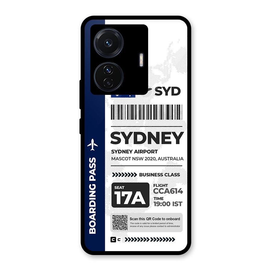International Boarding Pass Sydney Glass Back Case for Vivo T1 Pro