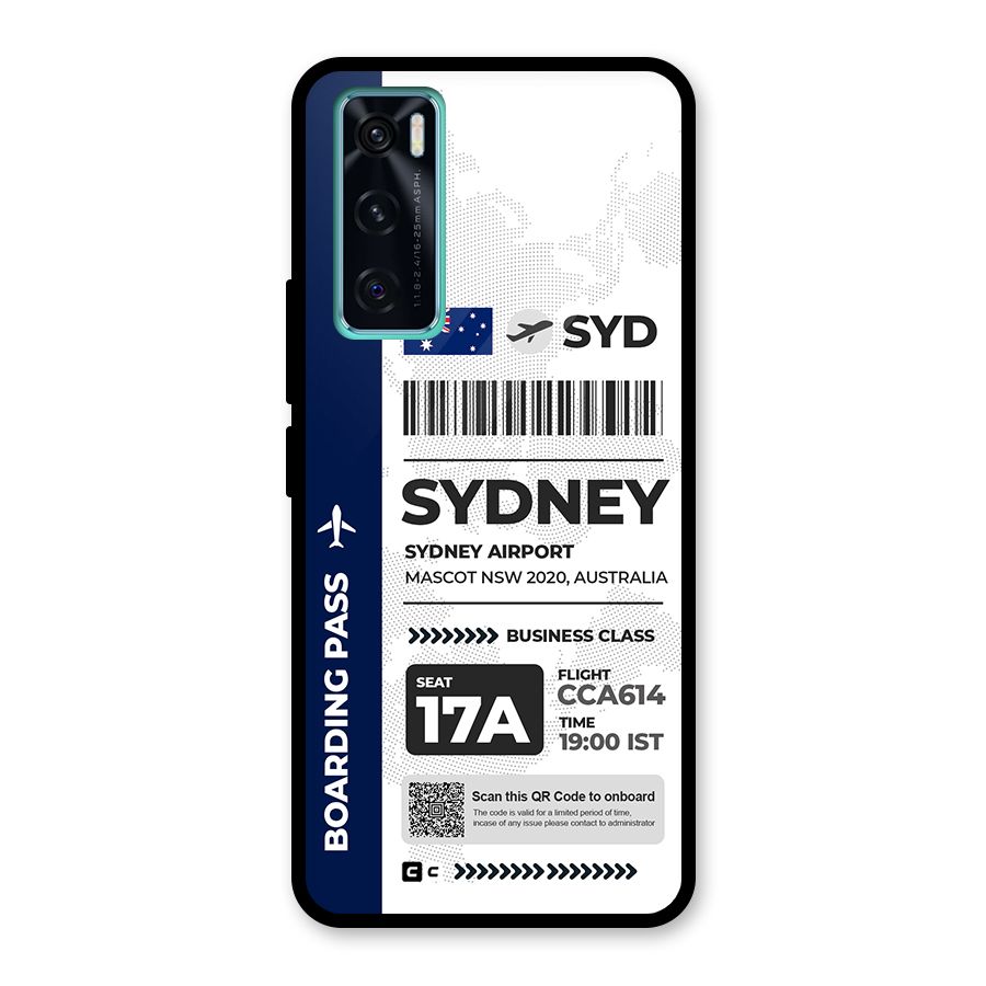 International Boarding Pass Sydney Glass Back Case for Vivo V20 SE
