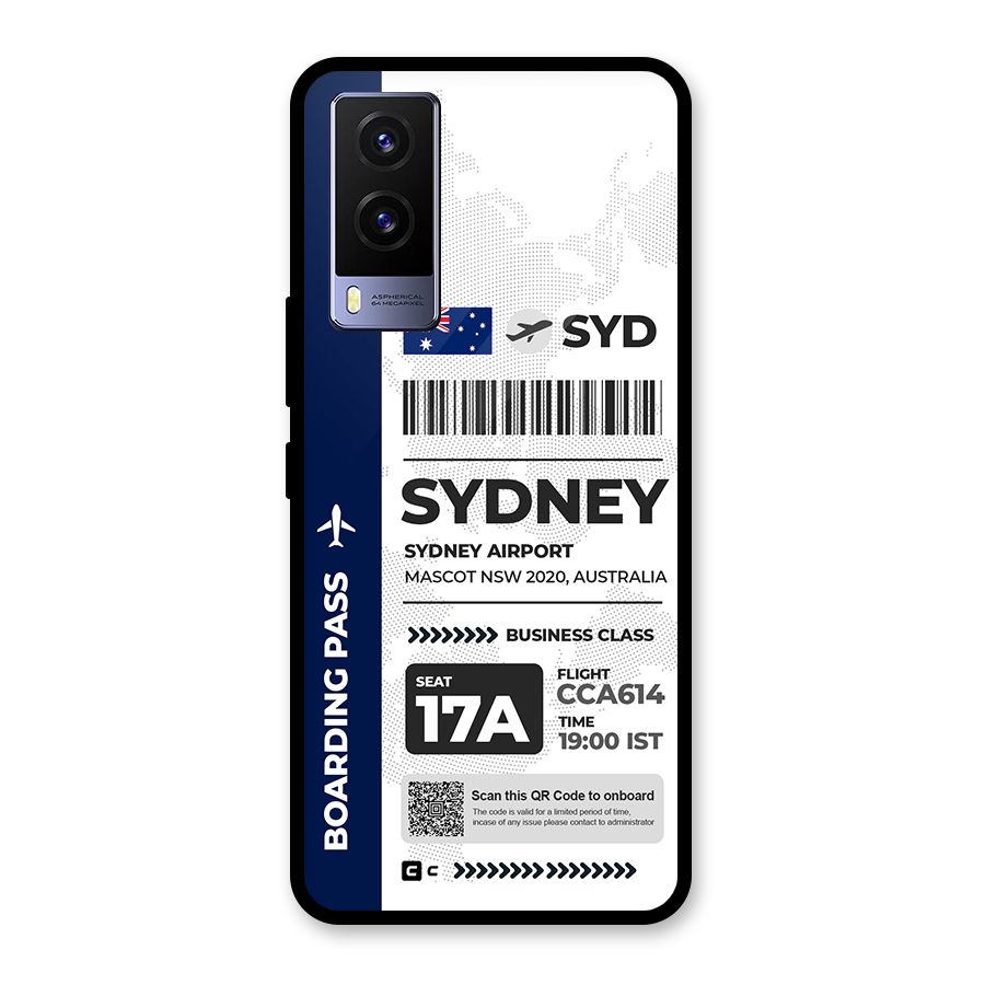 International Boarding Pass Sydney Glass Back Case for Vivo V21e 5G