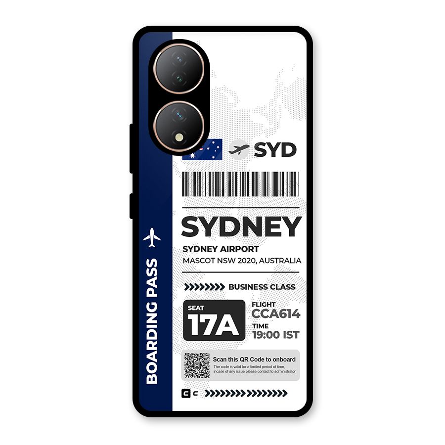 International Boarding Pass Sydney Glass Back Case for Vivo Y100A