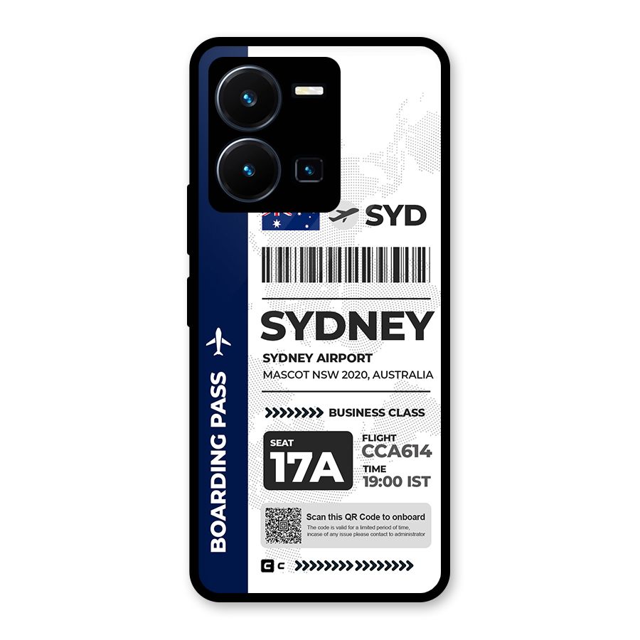 International Boarding Pass Sydney Glass Back Case for Vivo Y35