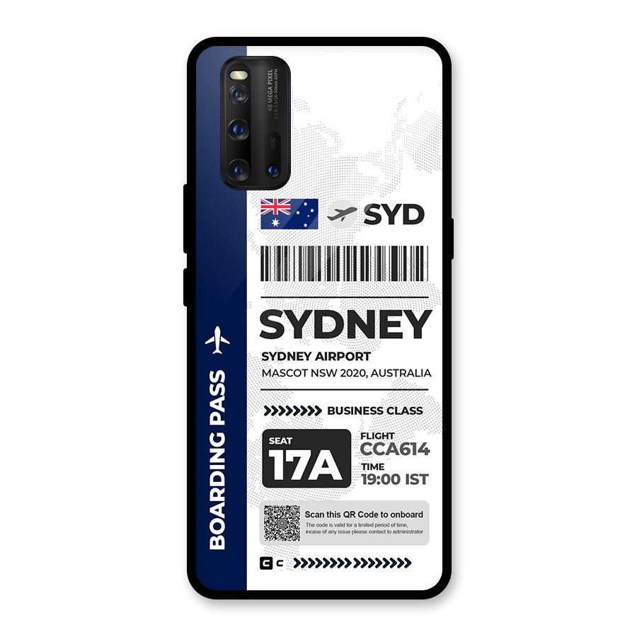 International Boarding Pass Sydney Glass Back Case for Vivo iQOO 3