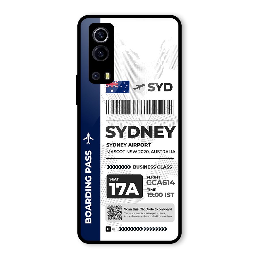 International Boarding Pass Sydney Glass Back Case for Vivo iQOO Z3