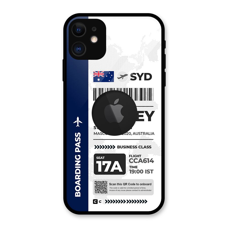 International Boarding Pass Sydney Glass Back Case for iPhone 11 Logo Cut