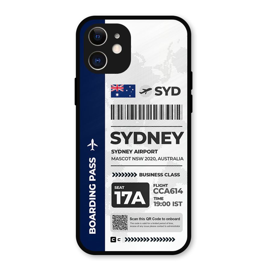 International Boarding Pass Sydney Glass Back Case for iPhone 12