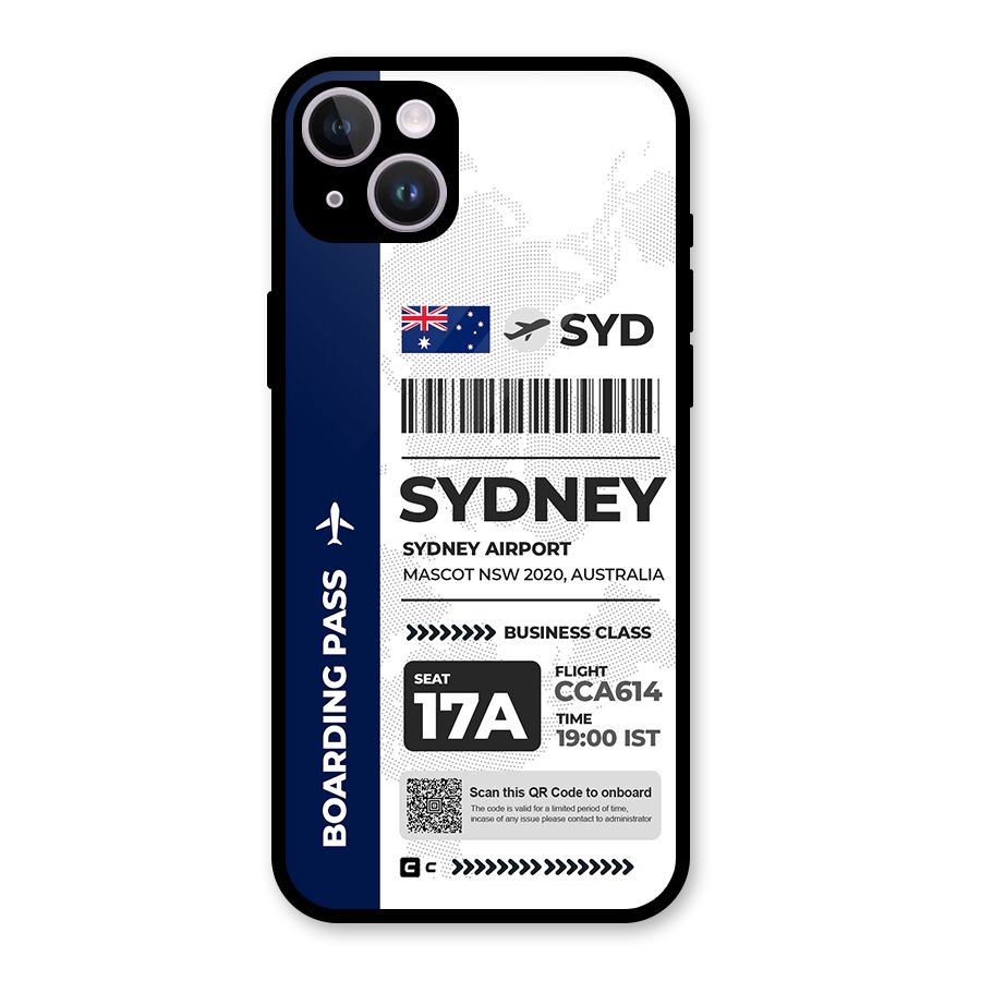 International Boarding Pass Sydney Glass Back Case for iPhone 14 Plus