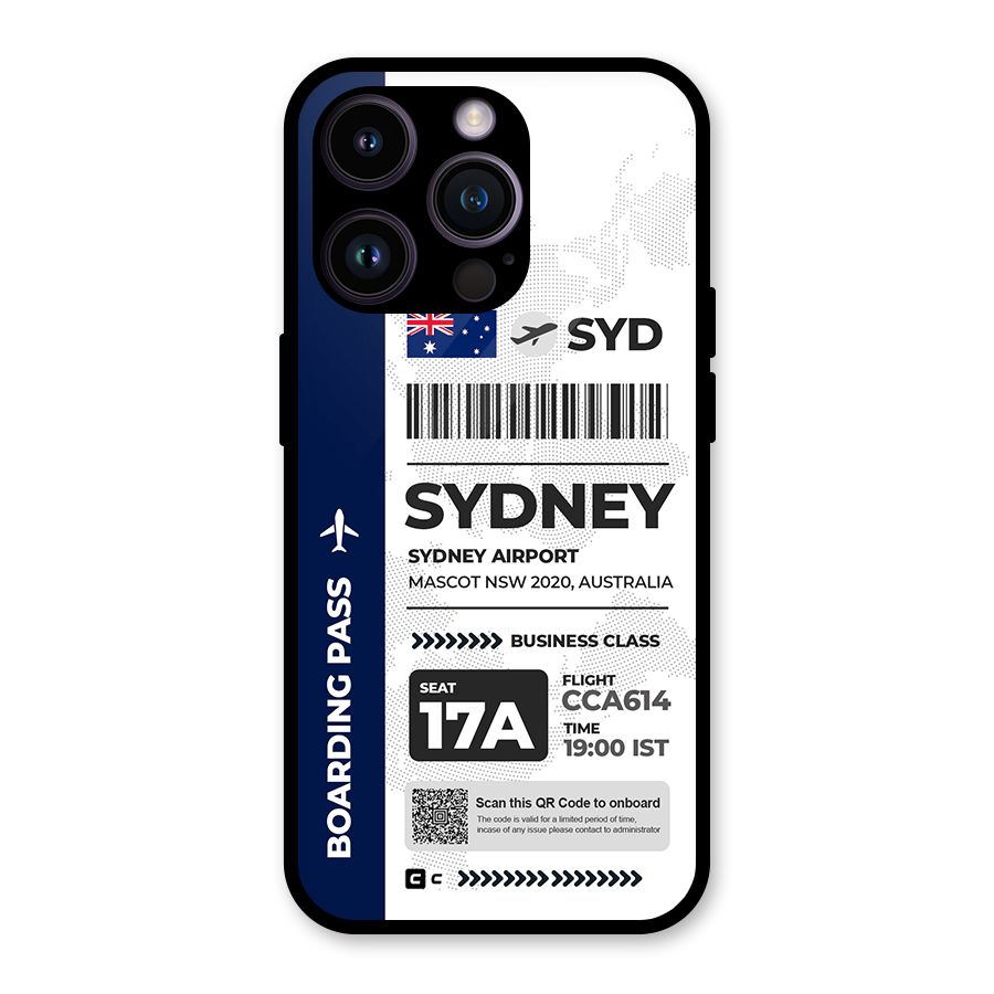 International Boarding Pass Sydney Glass Back Case for iPhone 14 Pro