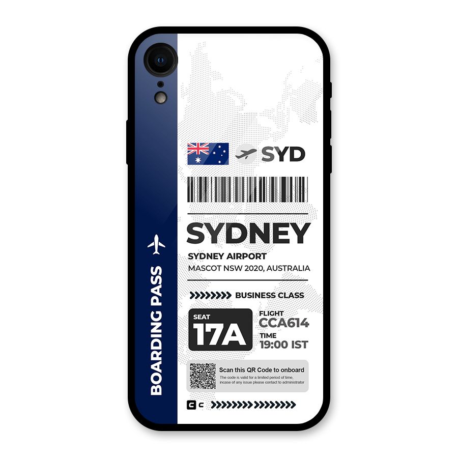 International Boarding Pass Sydney Glass Back Case for iPhone XR