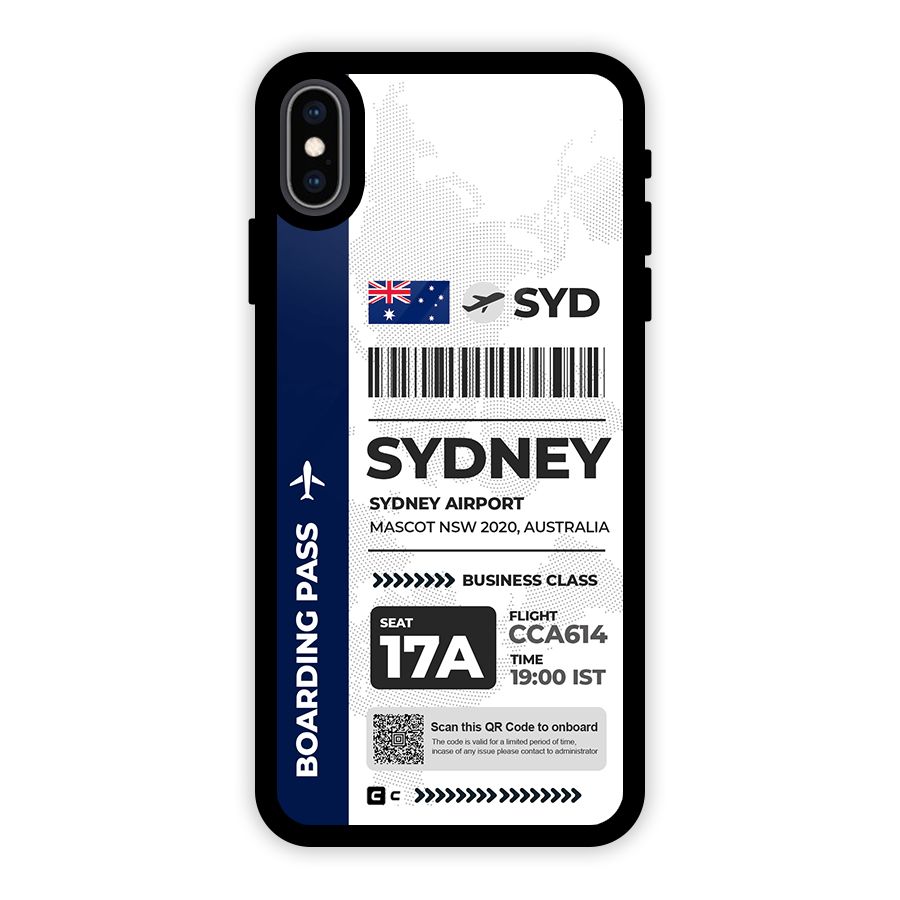 International Boarding Pass Sydney Glass Back Case for iPhone XS Max