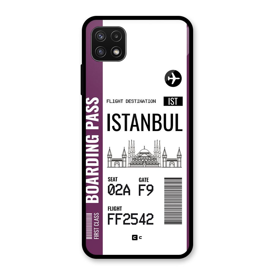 Istanbul Boarding Pass Glass Back Case for Galaxy A22 5G