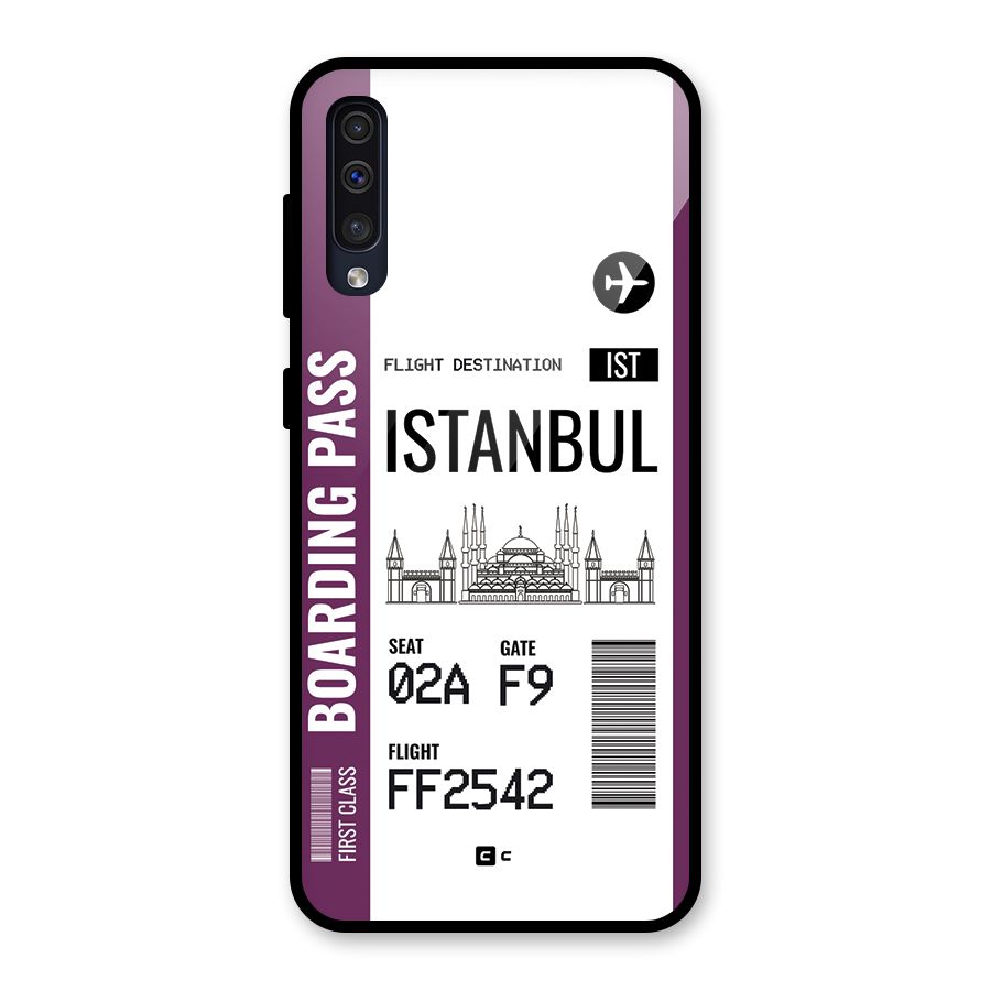 Istanbul Boarding Pass Glass Back Case for Galaxy A50